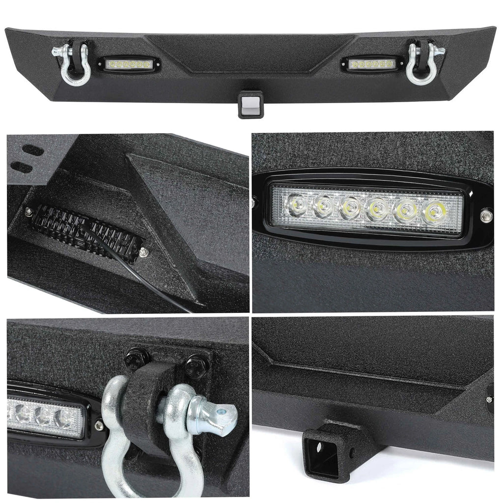 Rear Bumper with LED Light & D-Rings for Jeep Wrangler YJ TJ (1987–2006)
