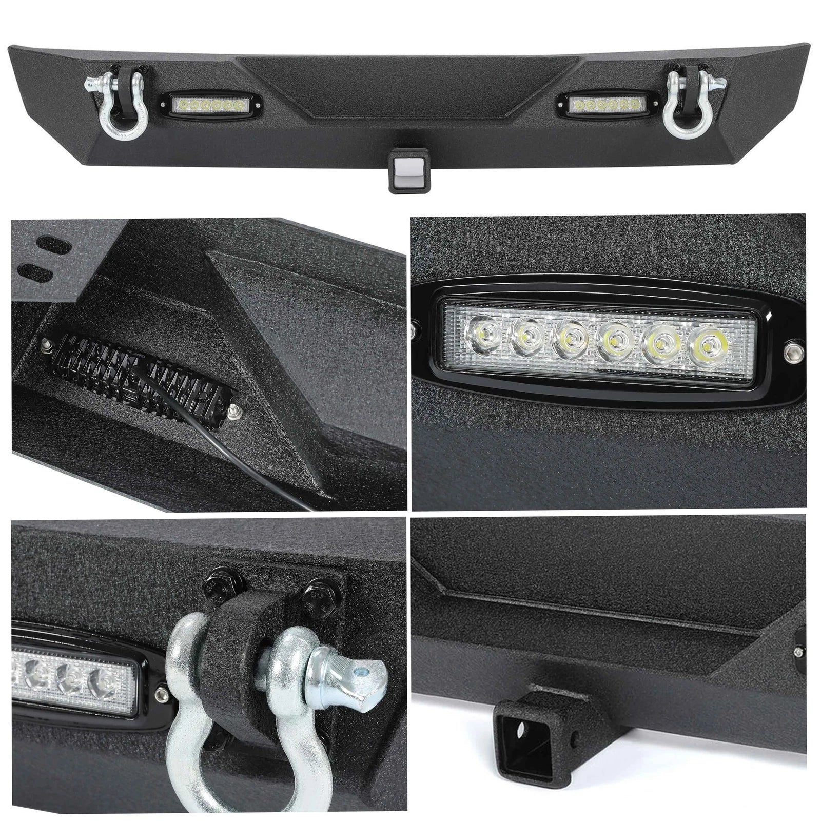Rear Bumper with LED Light & D-Rings for Jeep Wrangler YJ TJ (1987–2006)