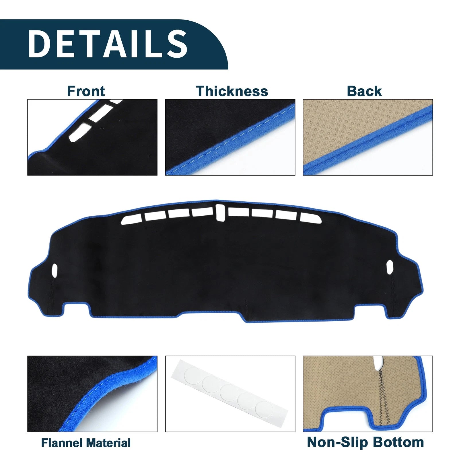 Dashboard Dash Cover Mat for Honda N-BOX/N-BOX Custom (JF5/JF6) Black Blue Set of 1