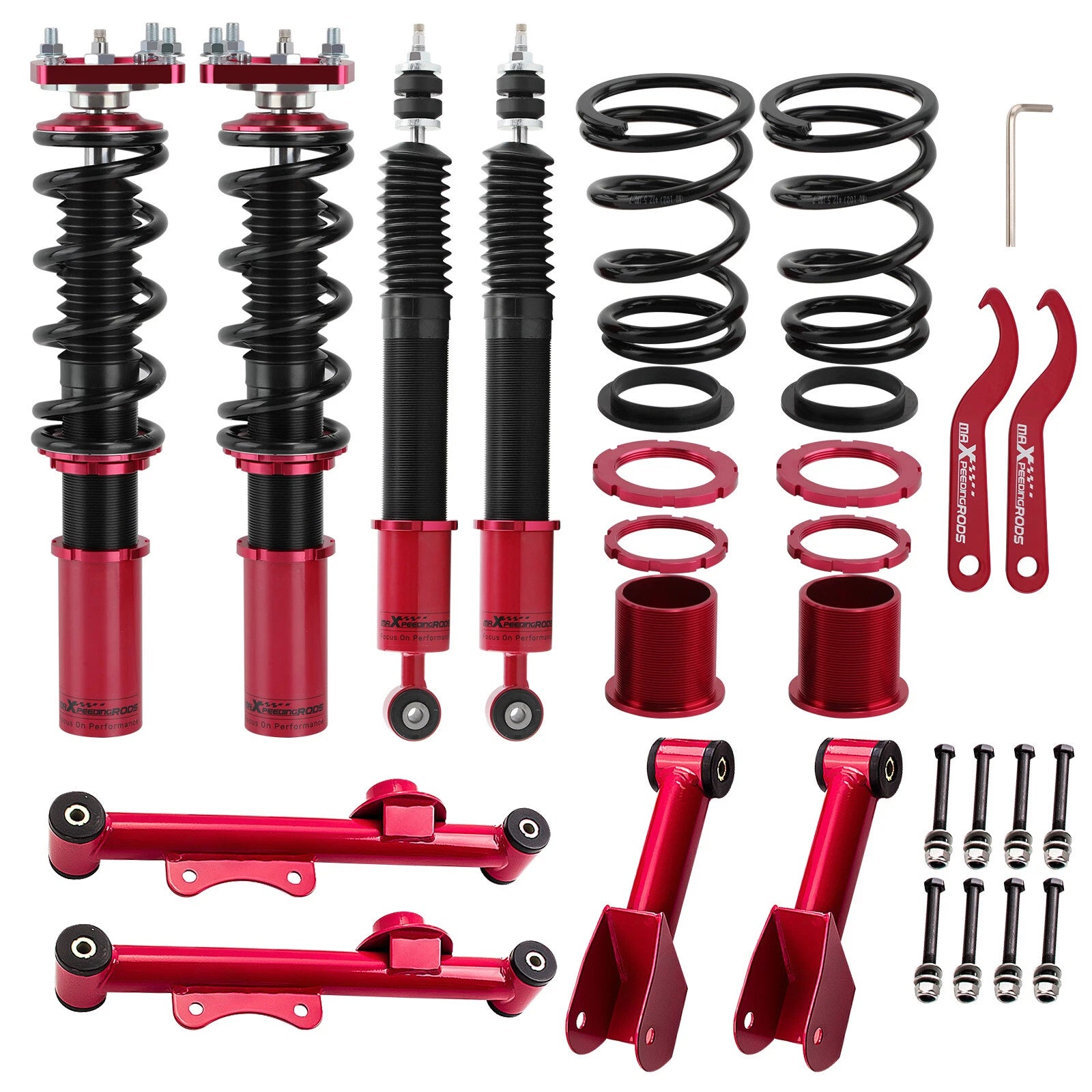 Damper Adjustable Coilovers +Rear Control Arms For Ford Mustang 94-04 Suspension