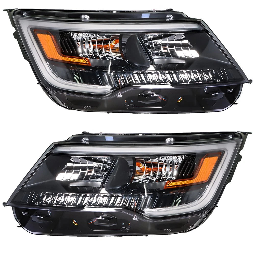 Headlights for Ford Explorer (2016–2019) Left+Right Pair Halogen LED DRL