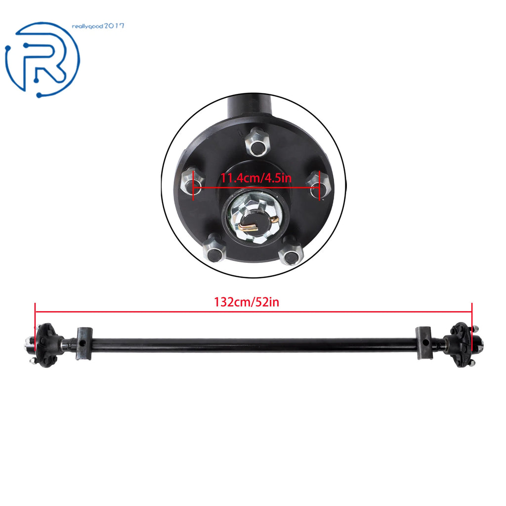 52" Trailer Axle for Boat RV with 5x4.5 Idler Hubs (2000 lbs)
