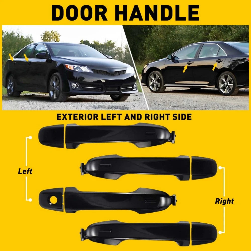 4X Exterior Door Handle Black for Toyota Camry (2012–2017)