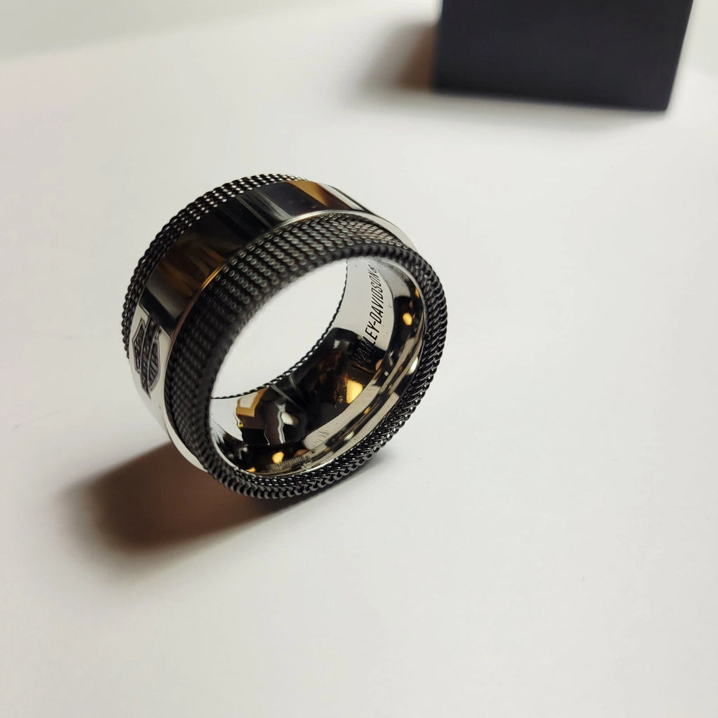 Stainless Steel Mesh Band Ring for Harley-Davidson (Size 13, 34R00320-13)