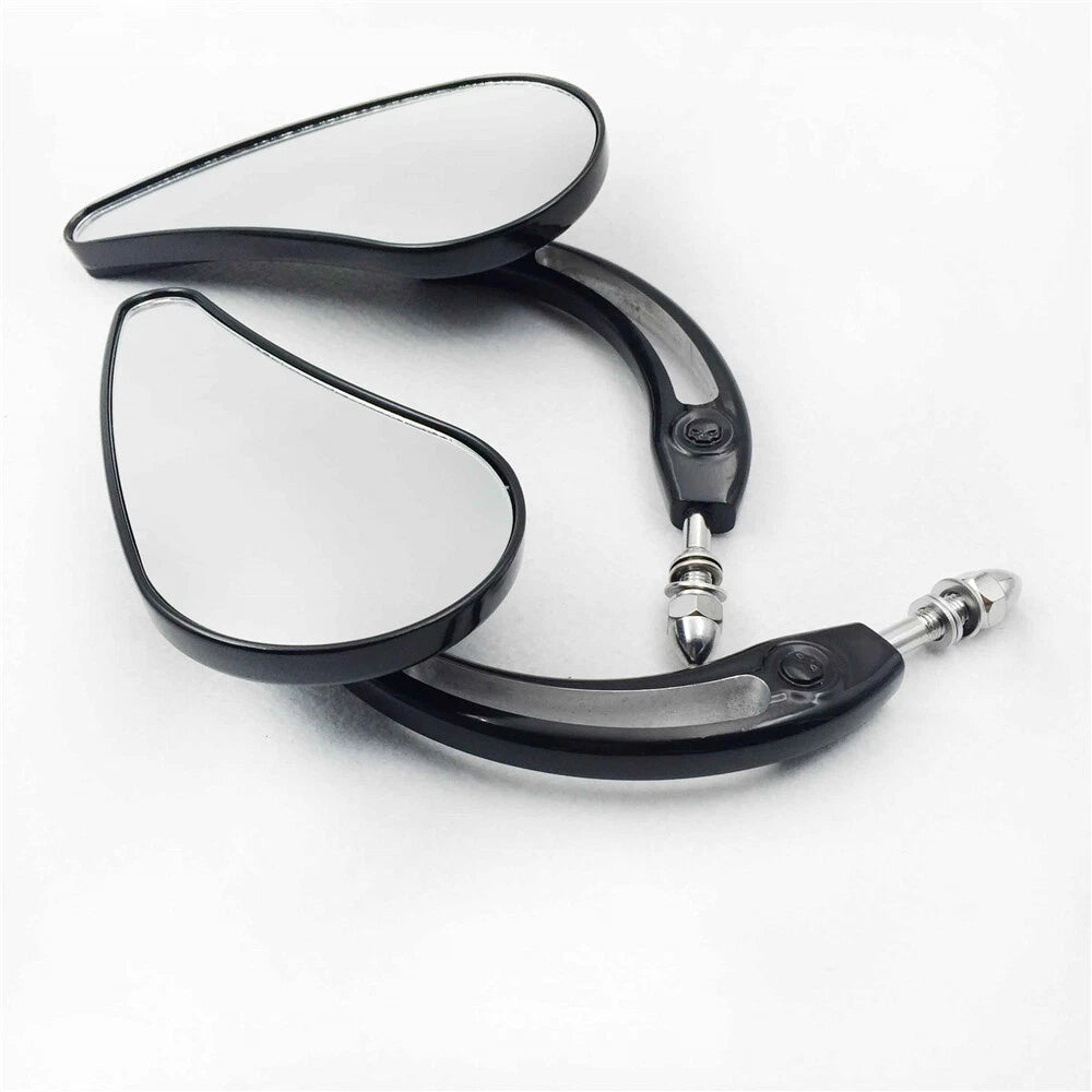 Black Raindrop Racing Mirrors for Harley Iron 883 1200 Custom Roadster (2004–2023)