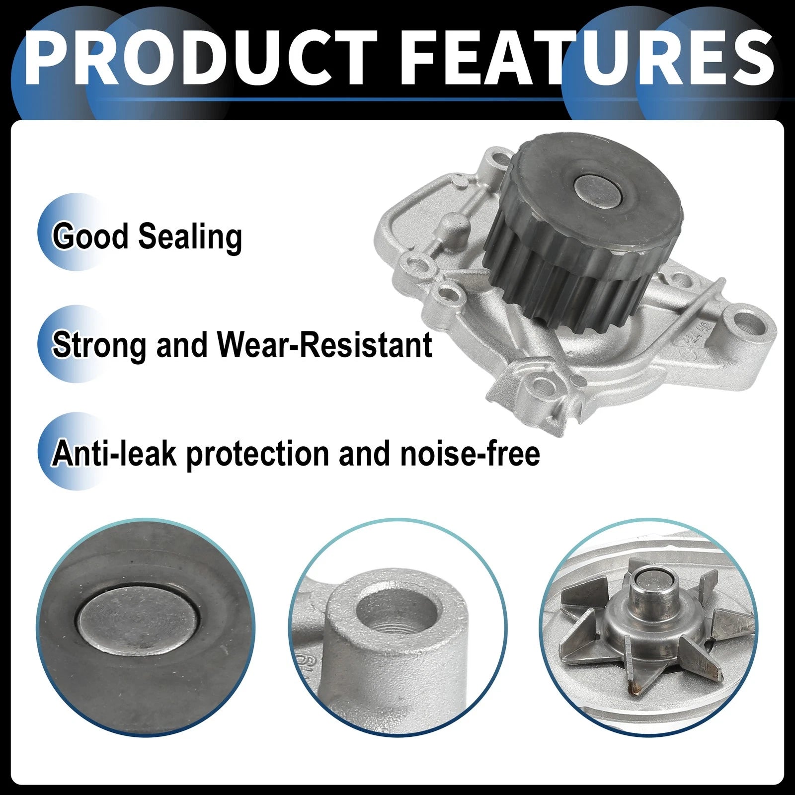 Water Pump for Honda Civic 1.7L (2001–2005) No. 19200PLMA01S1/14400PLM004 w/ Seals Kit