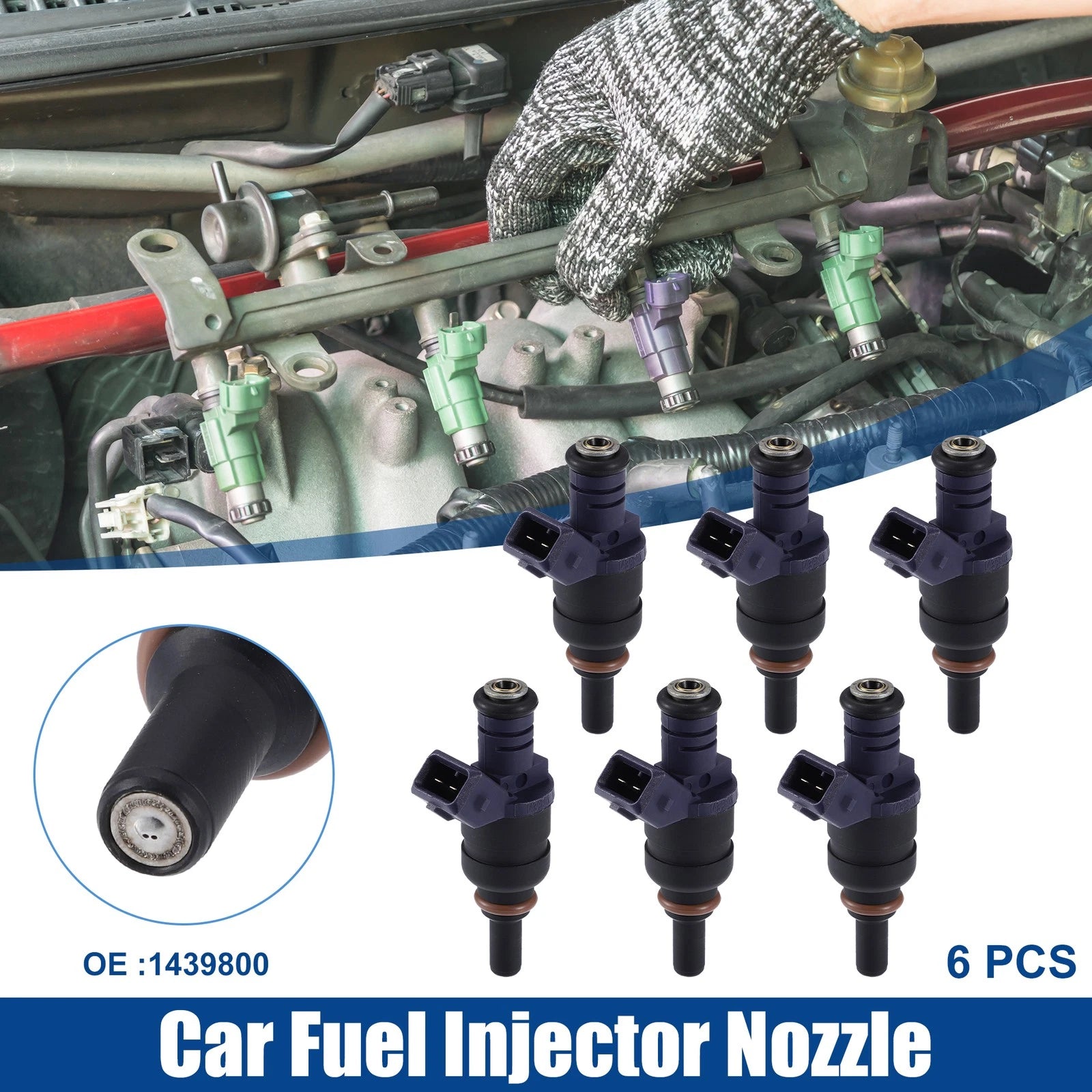 6 Pcs Fuel Injector Nozzle for BMW 330i 330Xi 530i (2001–2005) NO.1439800
