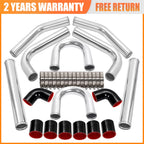 2.5" Universal Aluminum Turbo Intercooler Piping Kit + Elbow Hose + Clamps