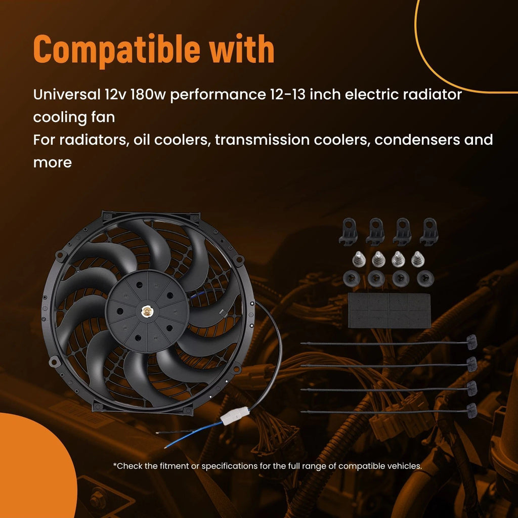 12" Electric Cooling Fan Assembly Universal 12V 180W