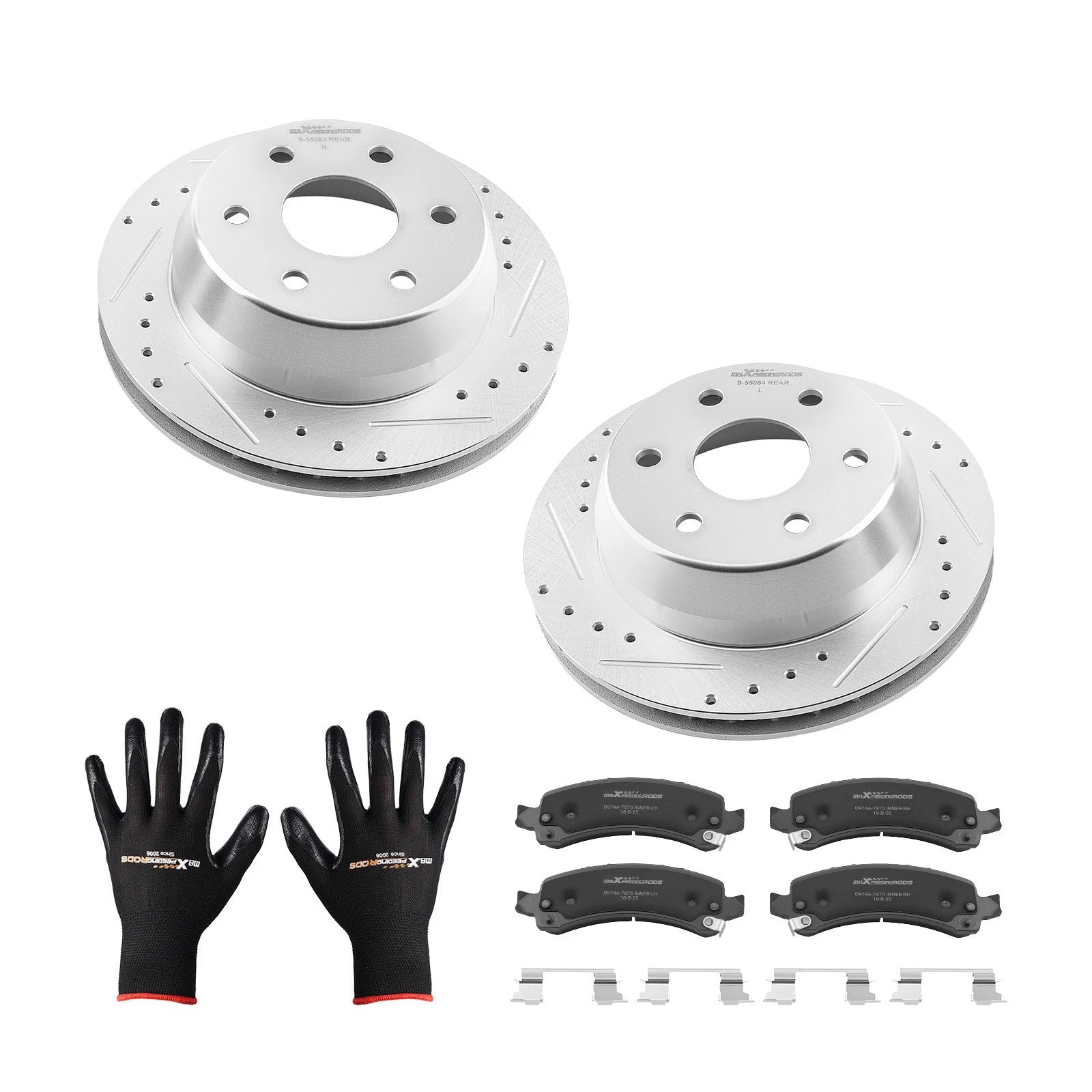 Rear Brake Rotors & Pads Kit for GMC Yukon (2002–2006) S-55084 P-974A
