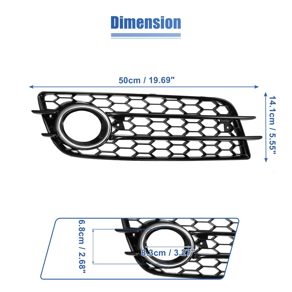 Pair Front Fog Light Grille Cover for Audi A4 B8 S-Line S4 (2008–2012)