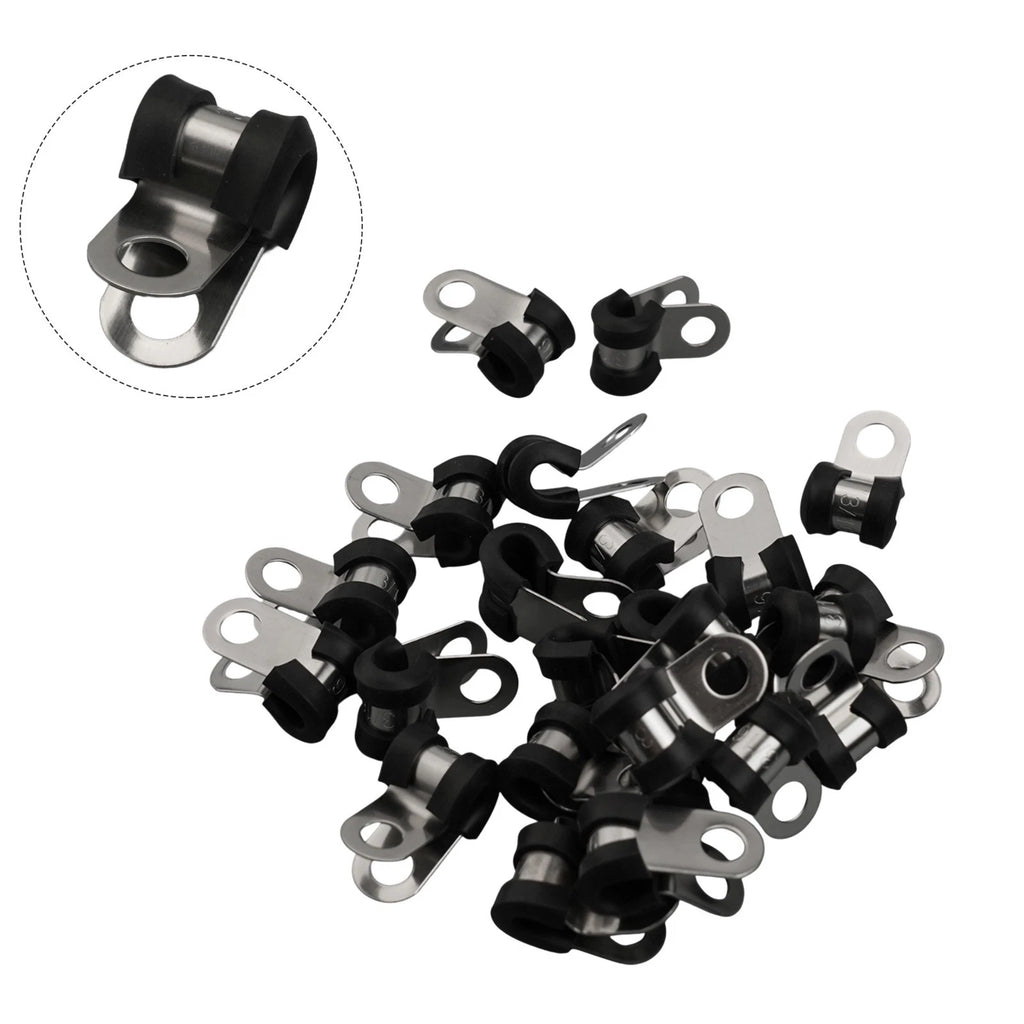 Set of 4 Rubber Lined Brake Pipe Clips for Universal Applications (7mm)