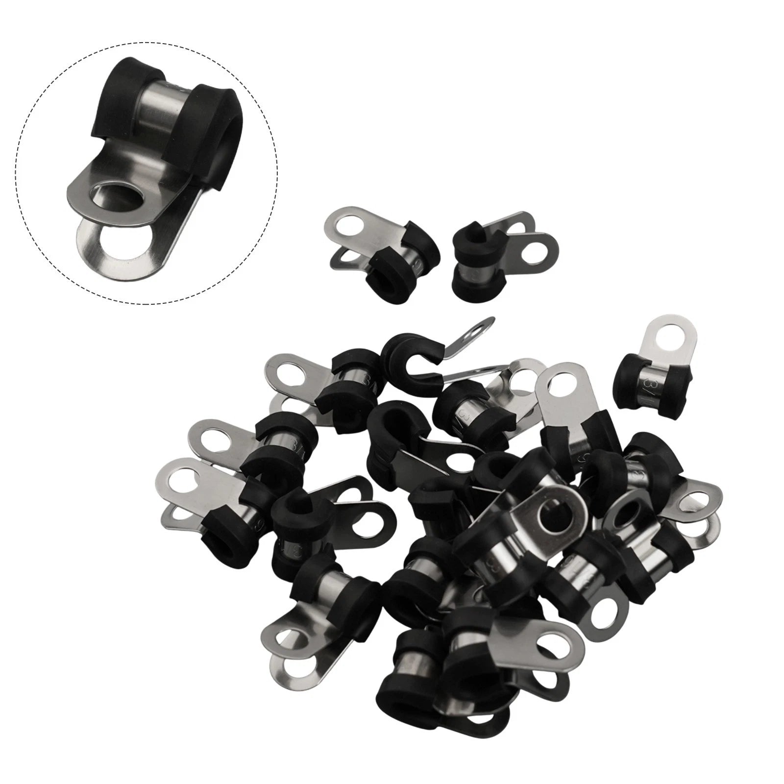 Set of 4 Rubber Lined Brake Pipe Clips for Universal Applications (7mm)
