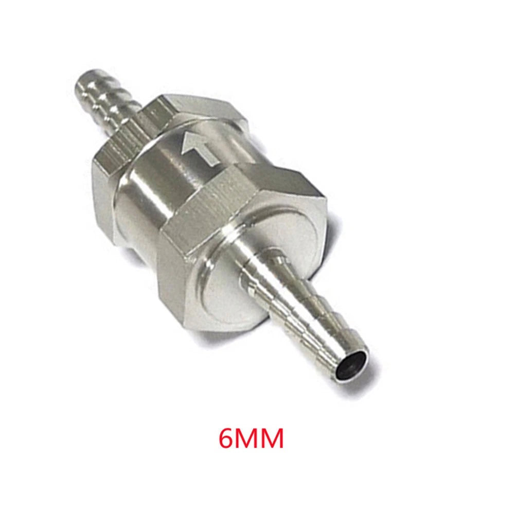 6MM One Way Check Valve for Gas or Diesel Fuel (Silver Aluminum)
