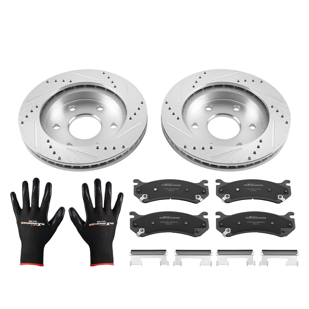 Set of 4 Front Drilled Brake Rotors & Ceramic Pads for Chevrolet Tahoe (2000–2006) S-55054
