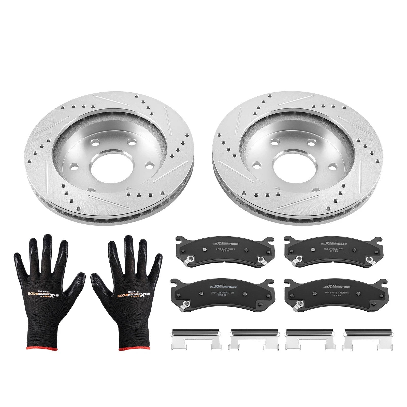 Set of 4 Front Drilled Brake Rotors & Ceramic Pads for Chevrolet Tahoe (2000–2006) S-55054