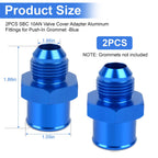 2X SBC 10AN Valve Cover Adapter Aluminum Fittings for Push-In Grommet (N/A)