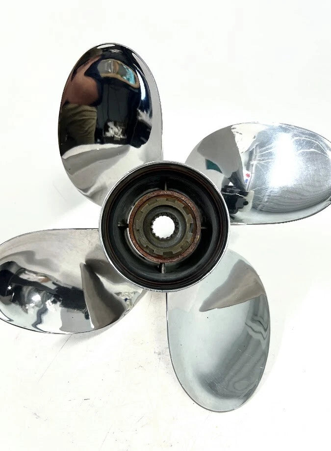 Set of 4 M13 1/4 x 15 LH Stainless Steel Propellers for Honda Marine