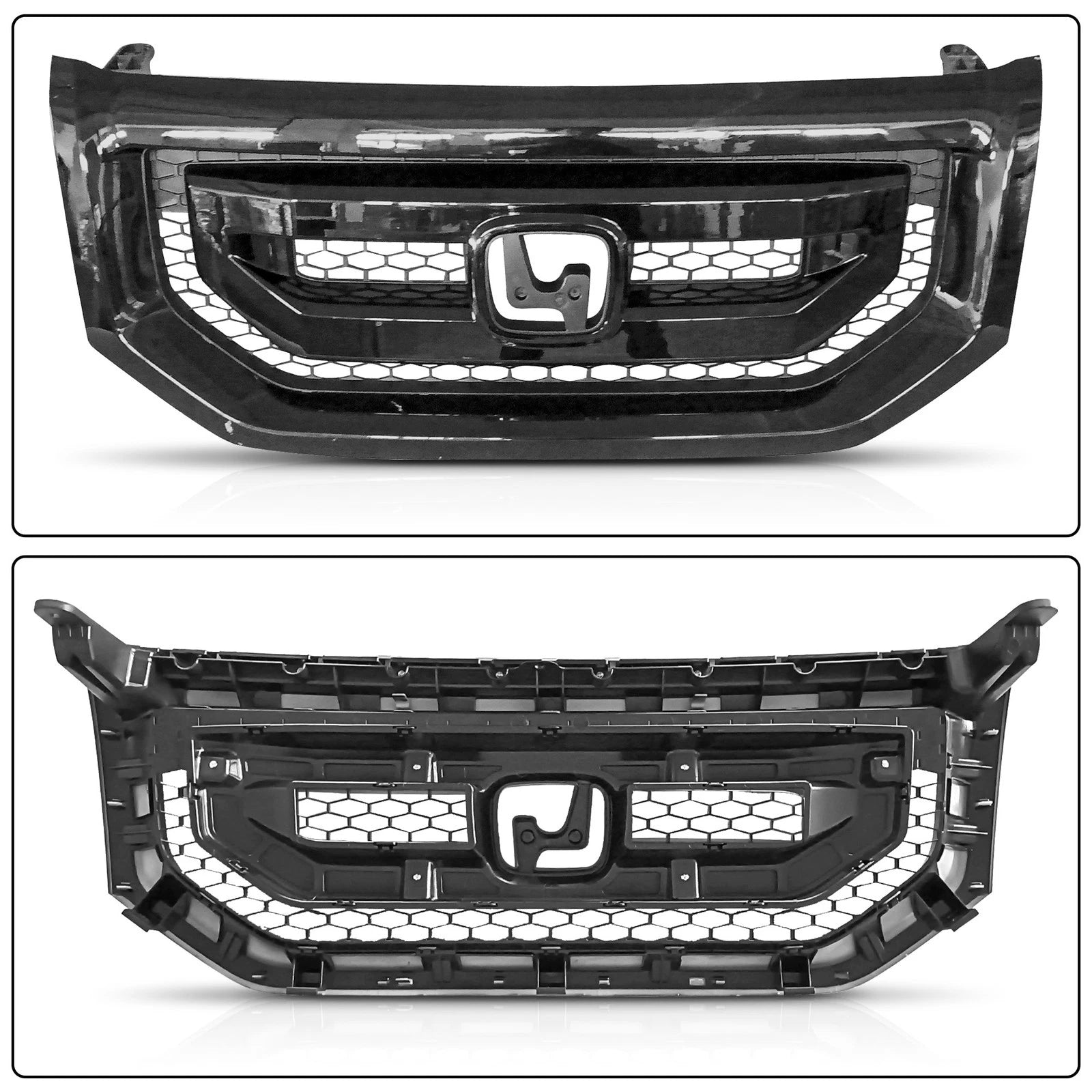 Front Bumper Upper Grille for Honda Pilot (2009-2011) Black