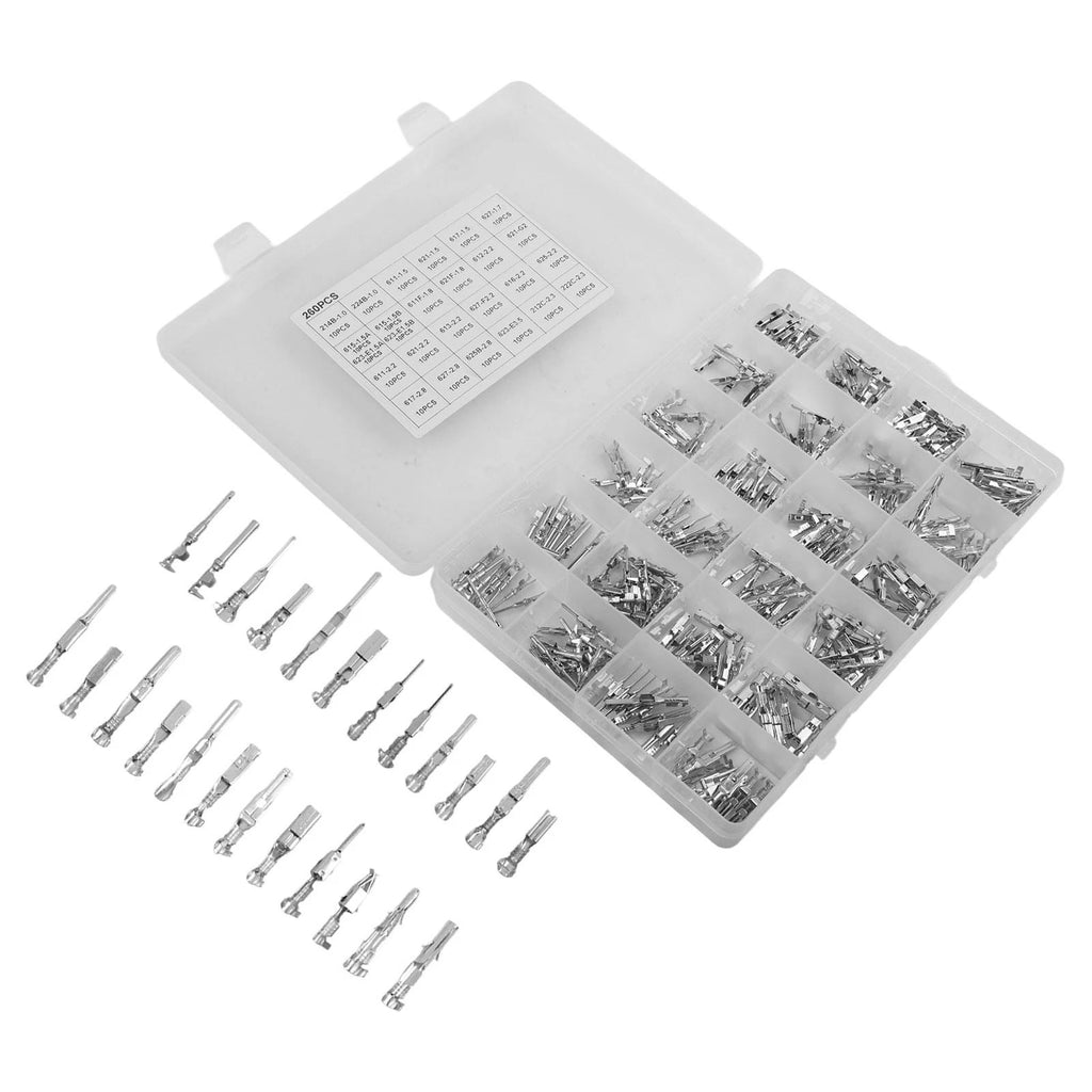 260Pcs Tinned Copper Electrical Wire Terminal Pins for Various Connectors