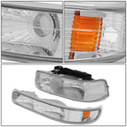 Chrome/Amber Side Headlight Bumper Lamps for Chevy Silverado (1999–2002)