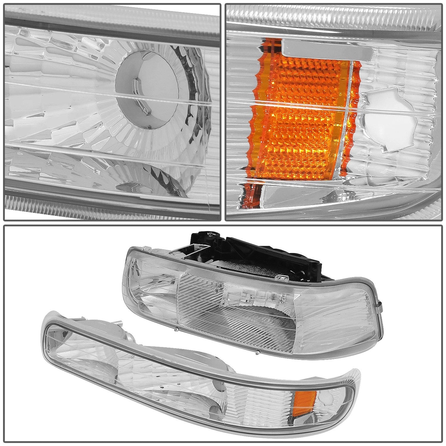 Chrome/Amber Side Headlight Bumper Lamps for Chevy Silverado (1999–2002)