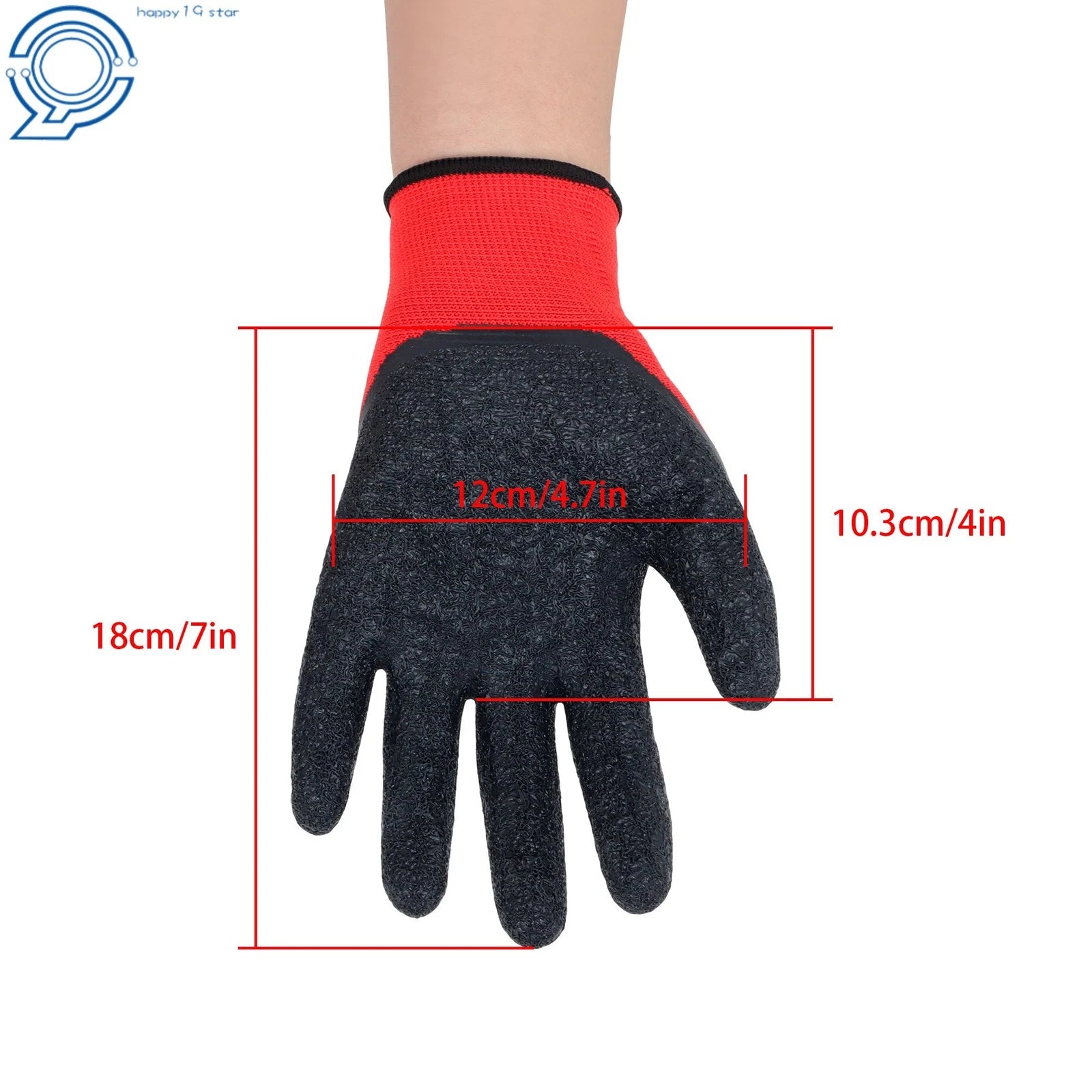 12 Pairs Crinkle Latex Work Gloves M-Size Large Rubber Coated Safety