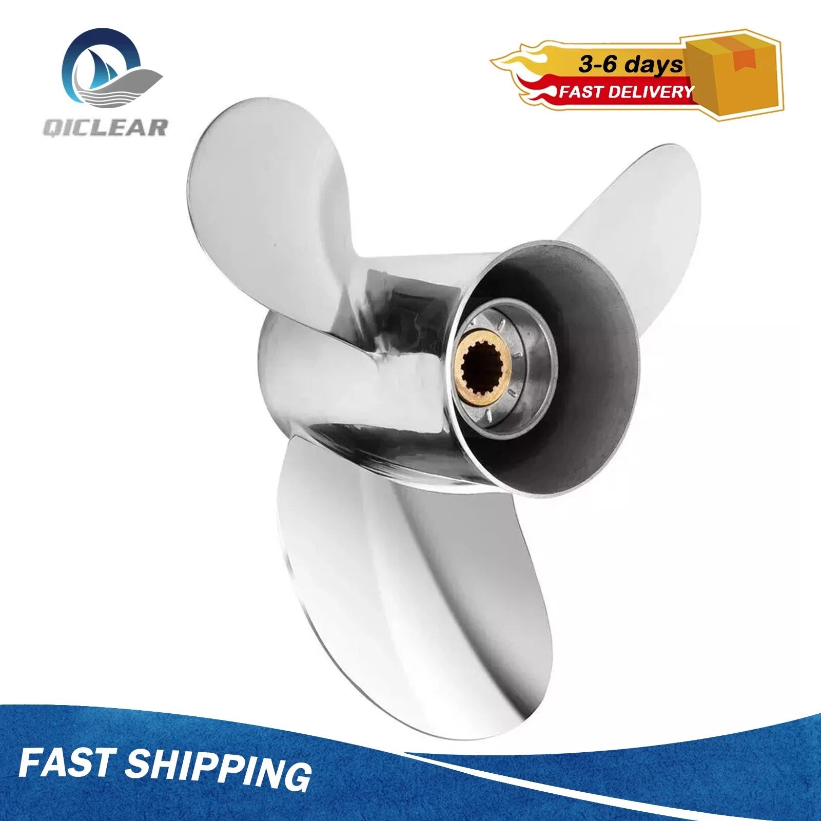 Stainless Steel Propeller for Yamaha 50-130HP (15 Spline, RH)