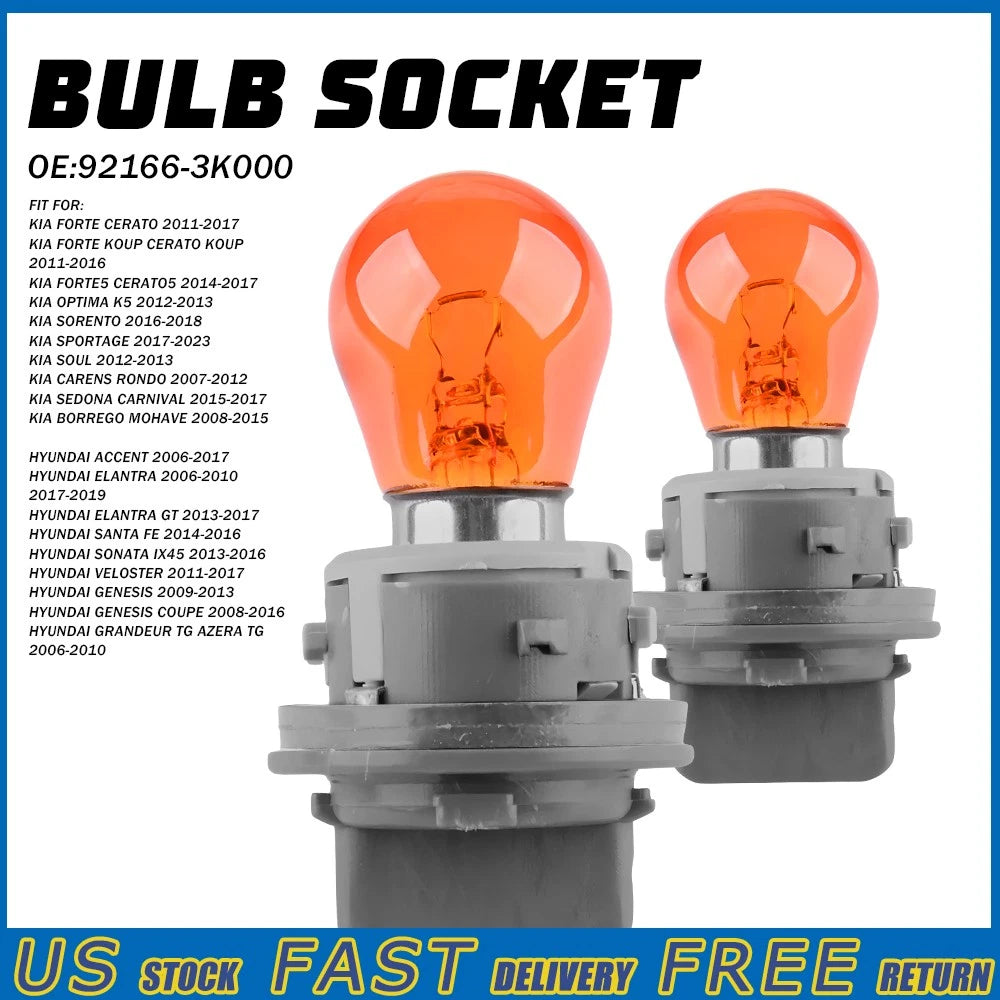 2X Front Turn Signal Lamp Bulb Holder for Hyundai Kia (92166-3K000)