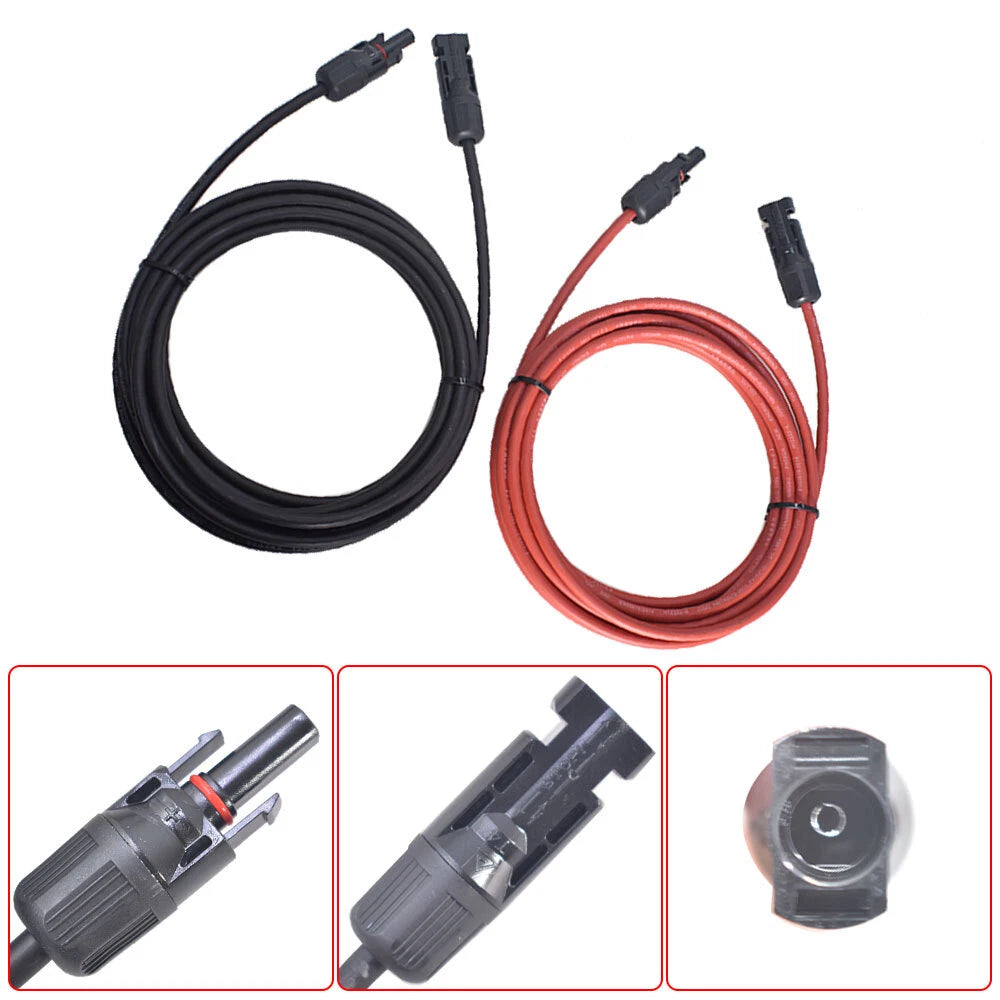 2X 10ft Solar Panel Extension Cable Wire Connector for Universal Use