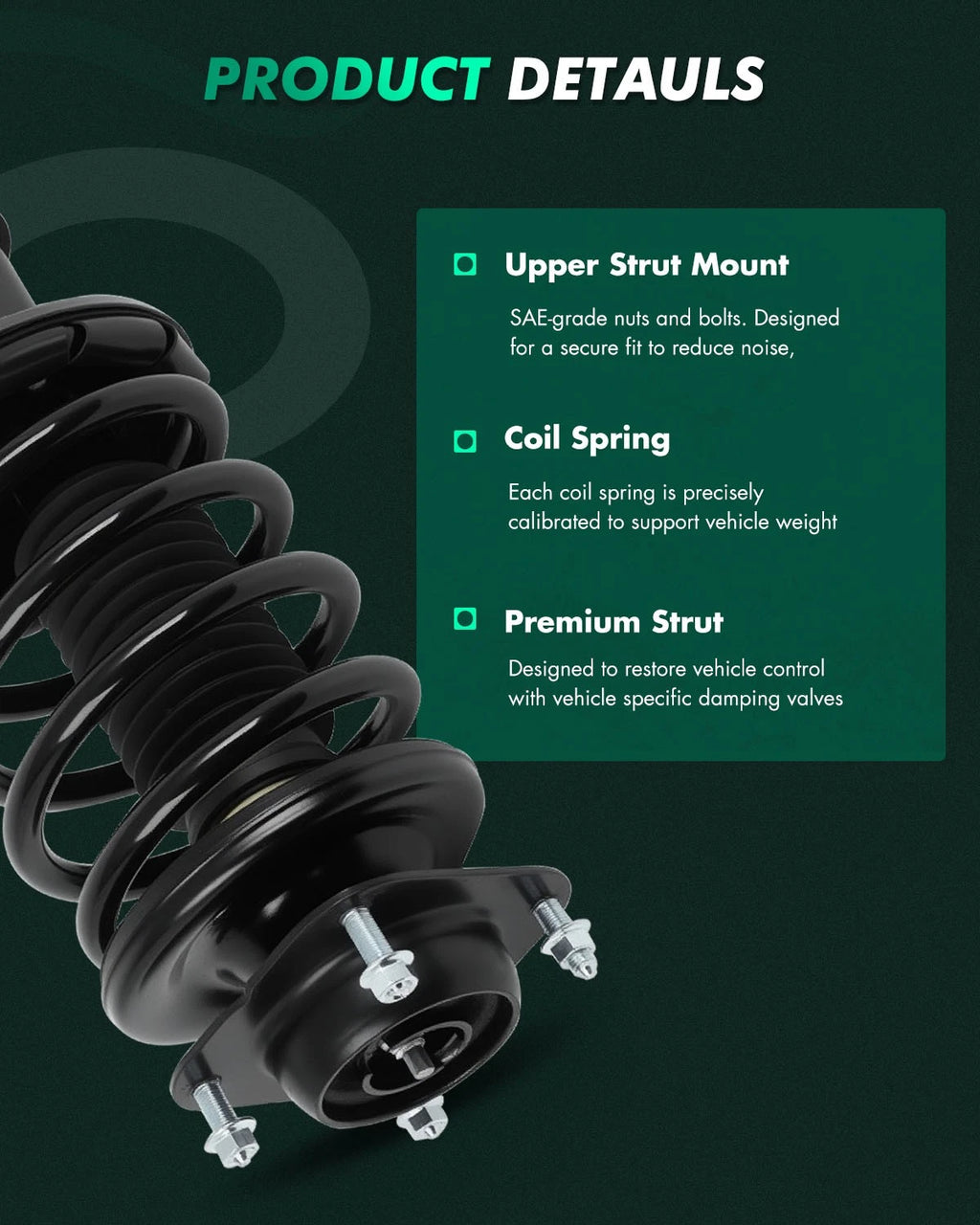Front Complete Struts w/ Coil Springs for Ford Escort (1997–2002)