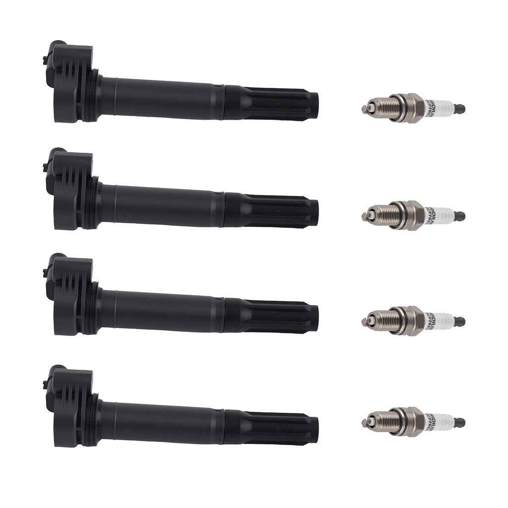 Set of 4 Ignition Coils & Spark Plugs for Fiat 500 (2012–2017) 68070492AB UF649