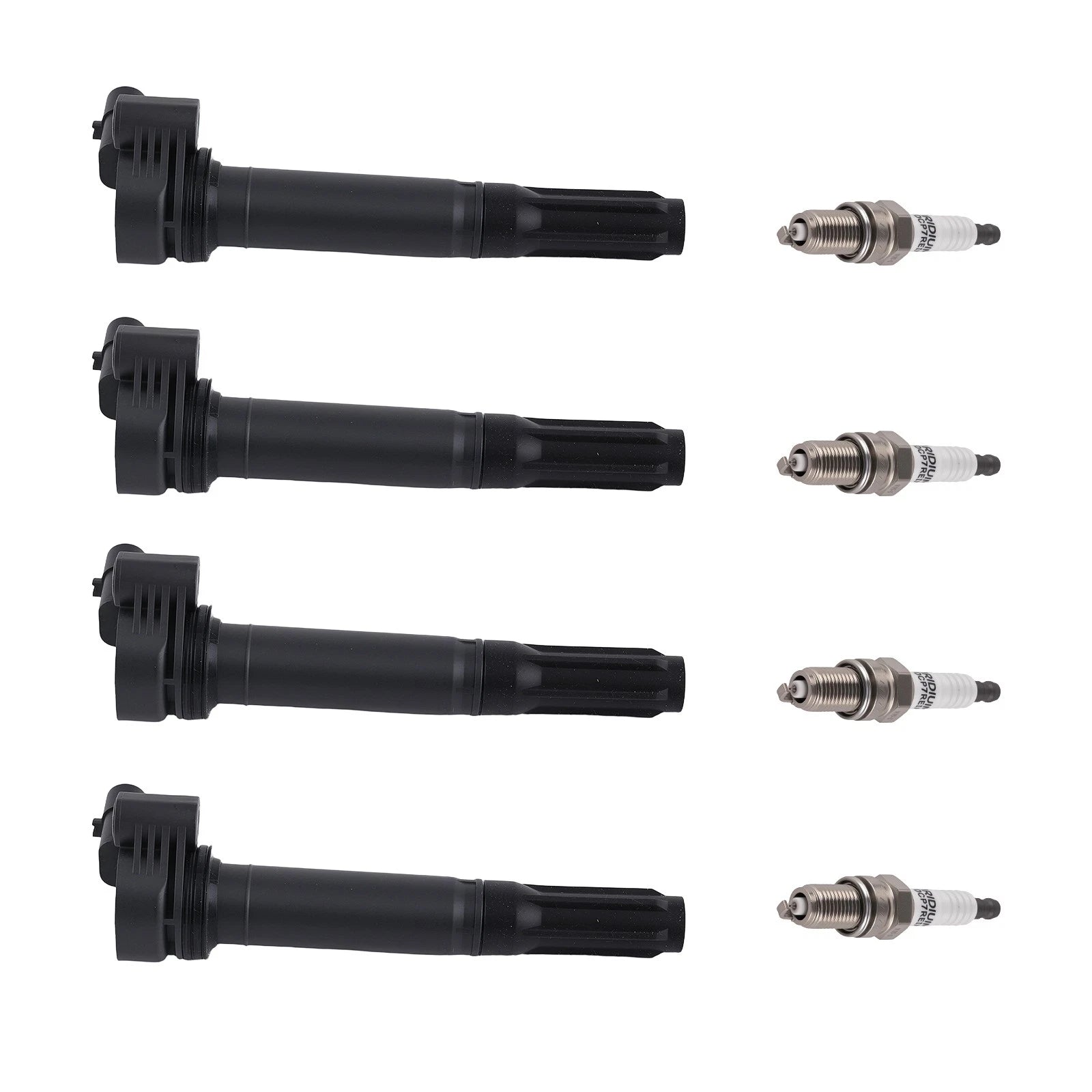 Set of 4 Ignition Coils & Spark Plugs for Fiat 500 (2012–2017) 68070492AB UF649