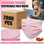 3-Ply Disposable Face Masks (Case of 40 Boxes, 2000 Pcs)
