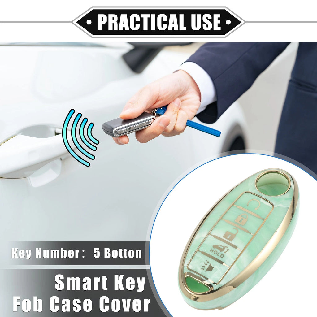 5 Button Smart Key Fob Cover for Nissan Altima Maxima Infiniti (TPU Green)