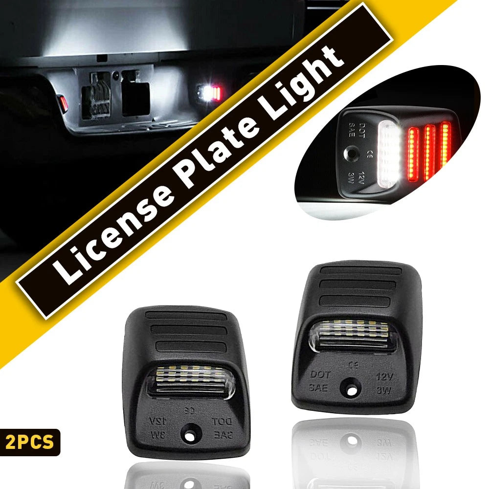 2X White LED License Plate Lights for Toyota Tacoma Tundra (2005–2023)