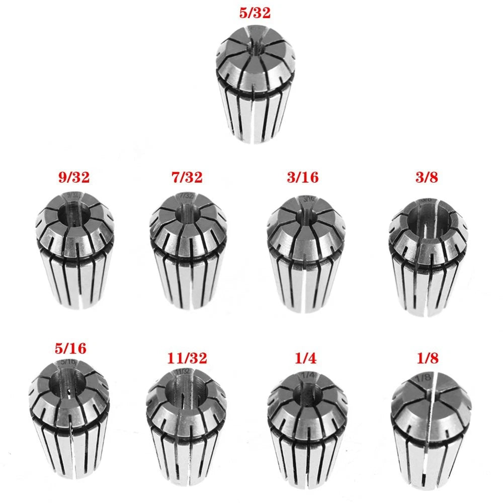 9Pcs ER16 Spring Collet Set for CNC Milling Lathe Engraving Machine