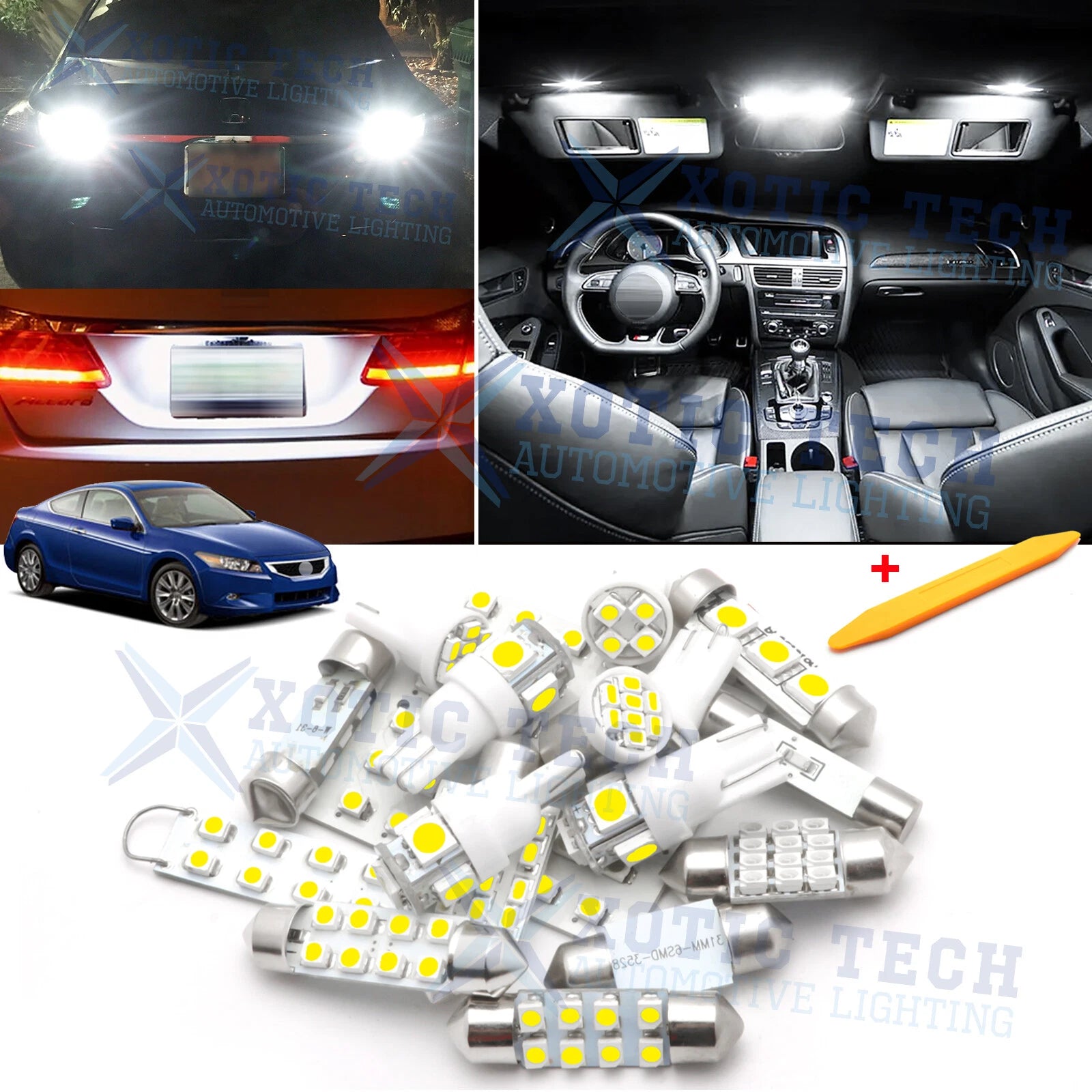 White LED Interior Reverse Lights Package for Honda Accord Sedan (2003–2012)