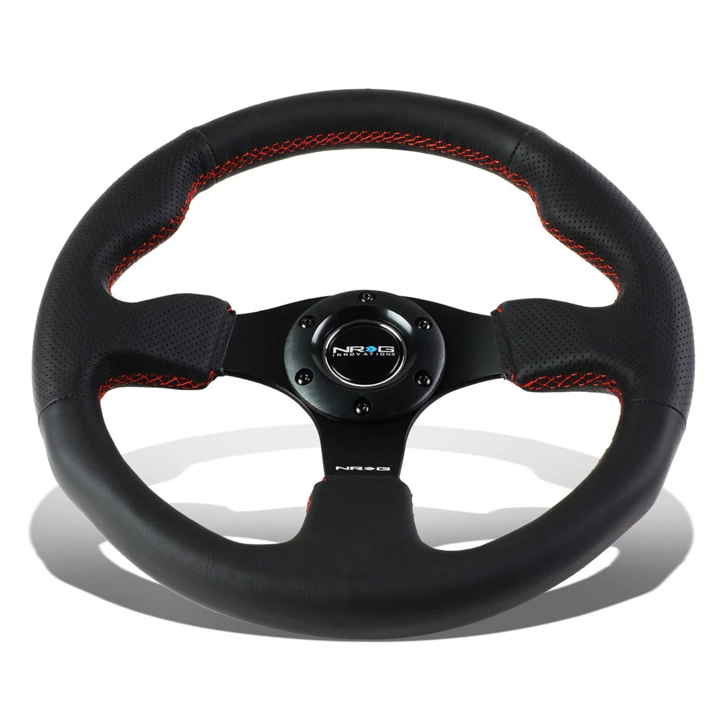 NRG Reinforced Steering Wheel 32cm for Universal Fit (Type-R, Black Leather)