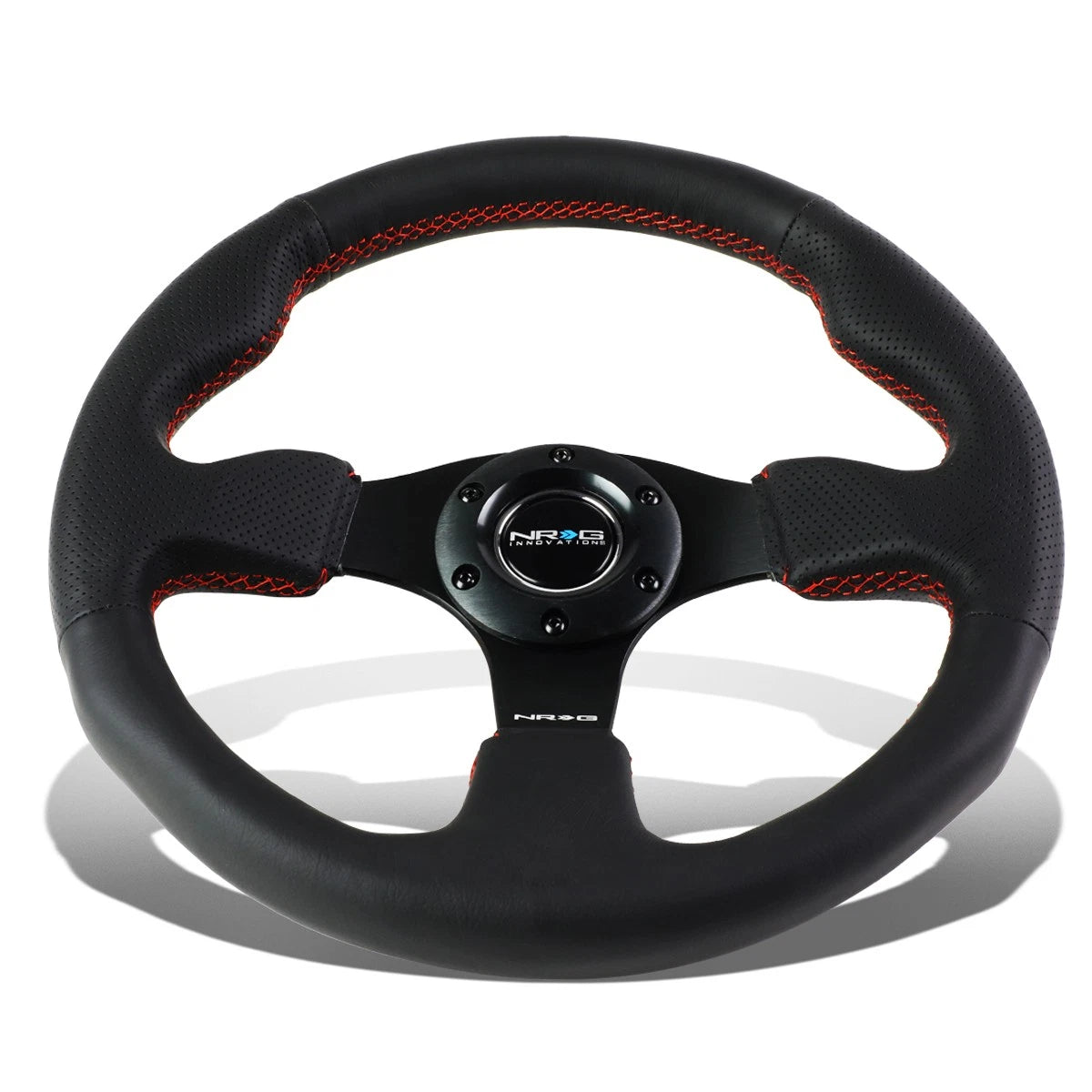 NRG Reinforced Steering Wheel 32cm for Universal Fit (Type-R, Black Leather)