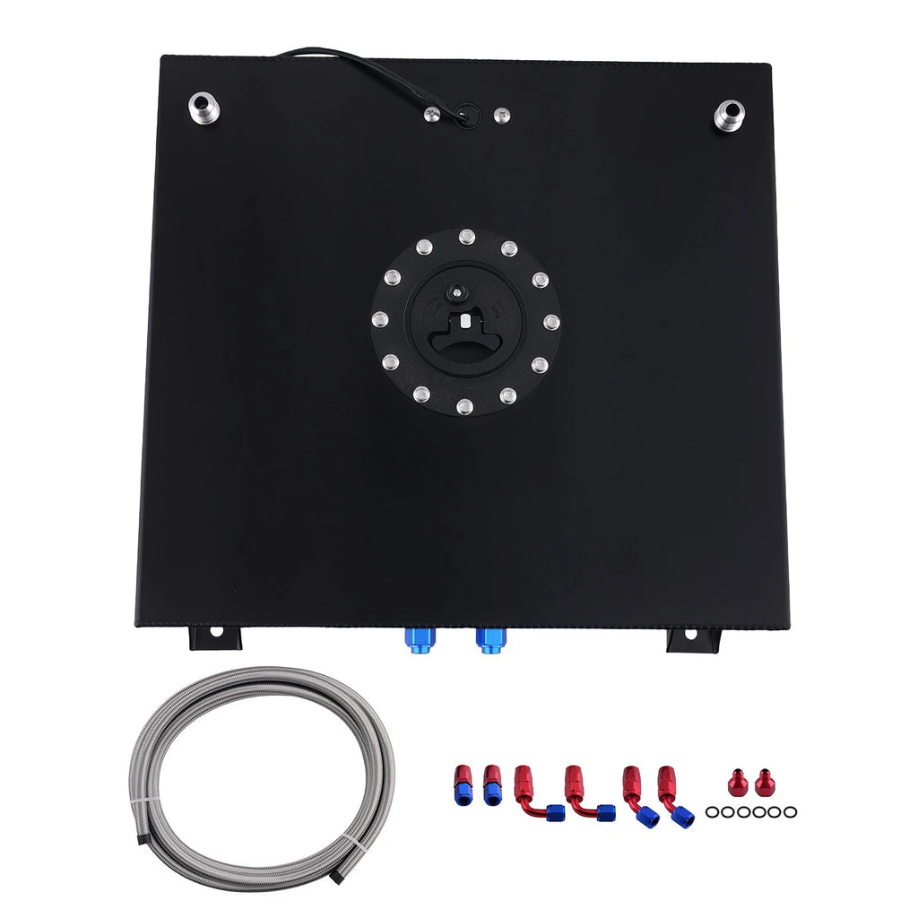15 Gallon Aluminum Fuel Tank for Racing Vehicle (Cap Level Sender, Steel Line Kit)