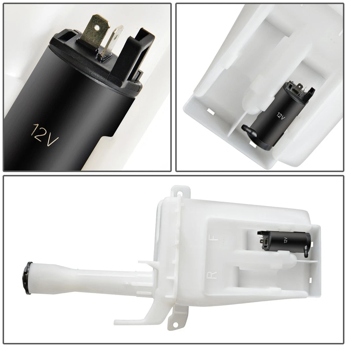 Windshield Washer Fluid Reservoir Tank w/ Cap & Pump for Mitsubishi Lancer (2002–2007)