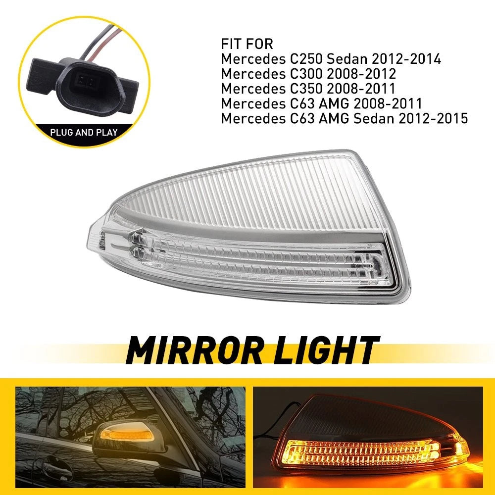 LED Side Mirror Turn Signal Lights for Mercedes C250 C300 C350 (2008–2015)