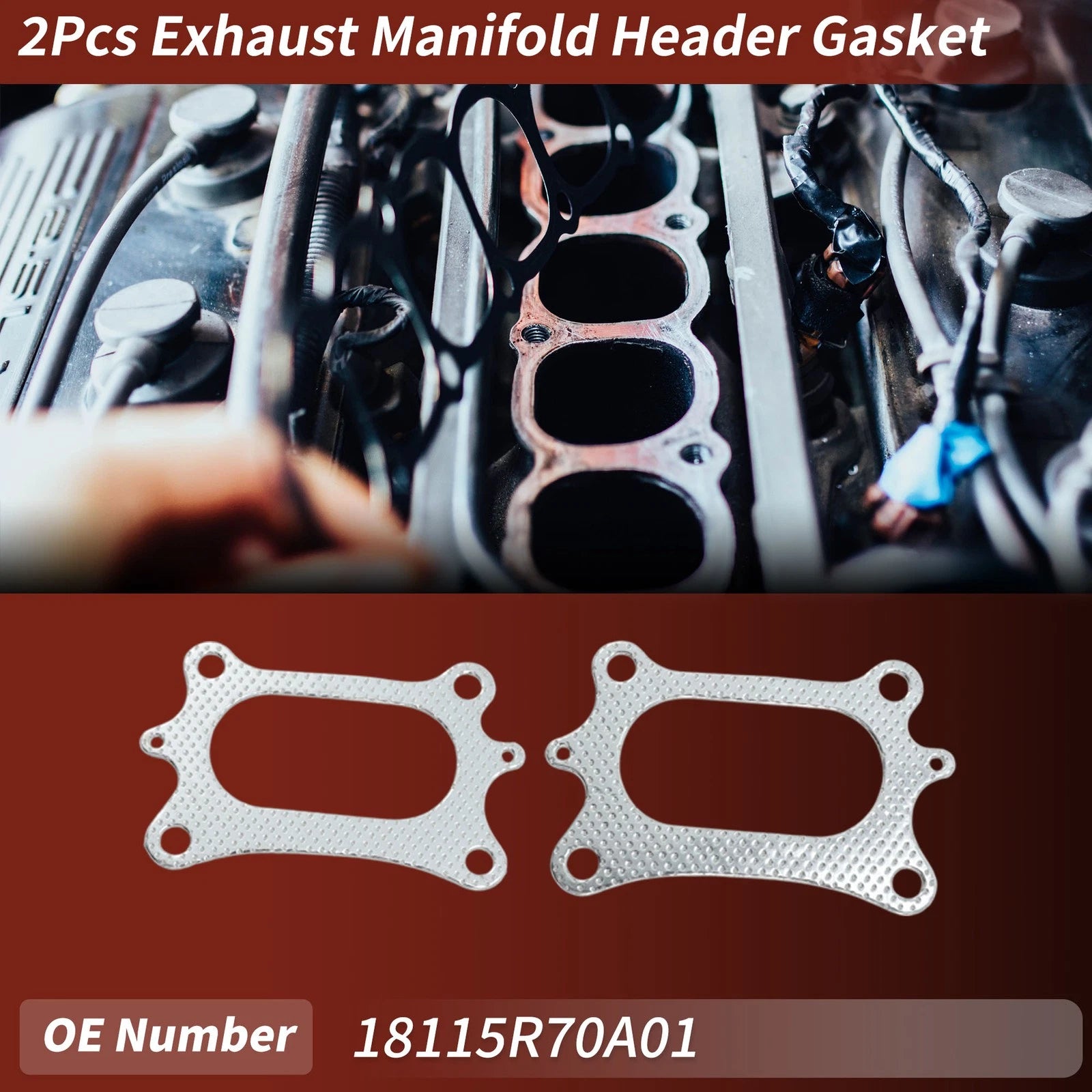 2 Pcs Exhaust Manifold Header Gasket for Honda Odyssey (2008–2020) No. 18115R70A01