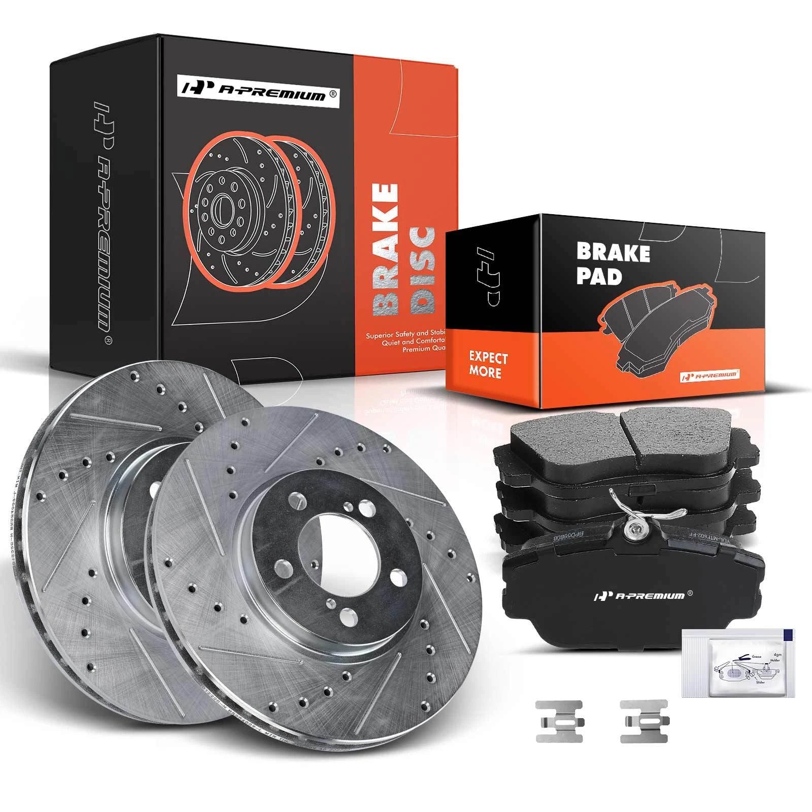 Front Drilled Brake Rotors & Ceramic Pads for Ford Taurus 