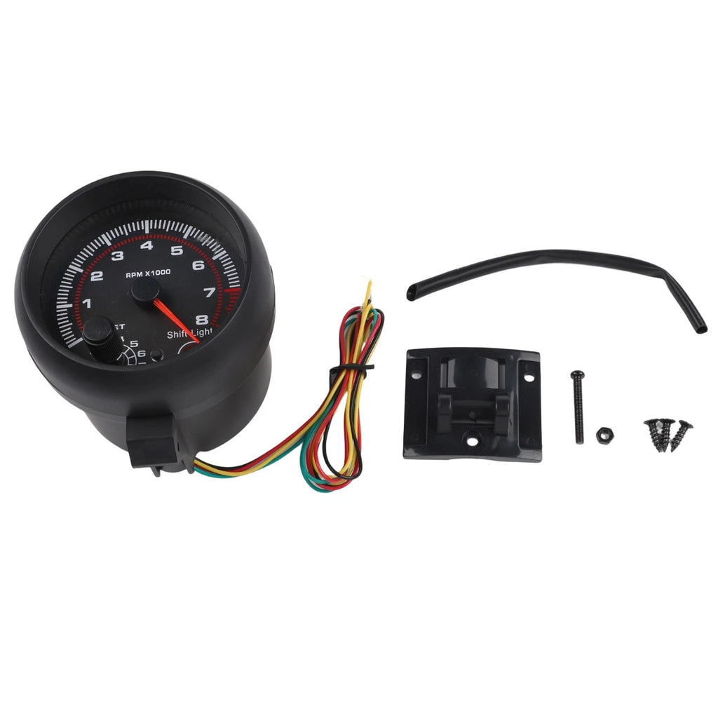3 Inch Car Tachometer with Red Shift Light for Universal Vehicles (12V)