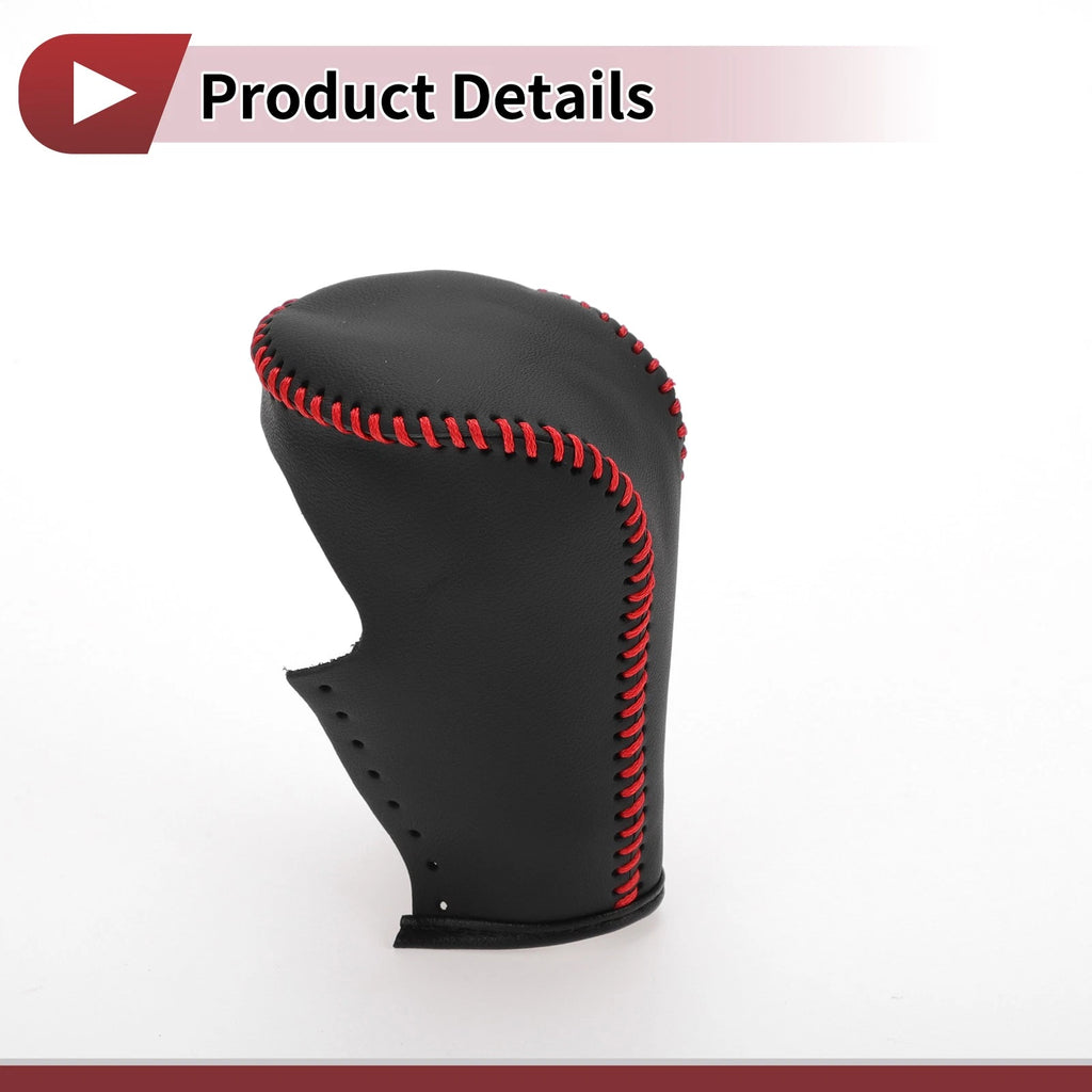 Gear Shift Knob Cover for Honda Accord (2008–2012) Black Red Faux Leather