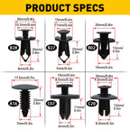 Set of 190 Clips Rivets for Car Splash Guard Grille Sill Panel Trim