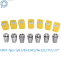 Set of 7 Spring Collets for CNC Workholding (Engraving, Milling, Lathe)