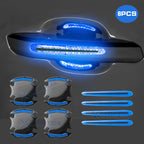 8x 3D Blue Carbon Fiber Door Handle Reflective Strip Guard for (---)